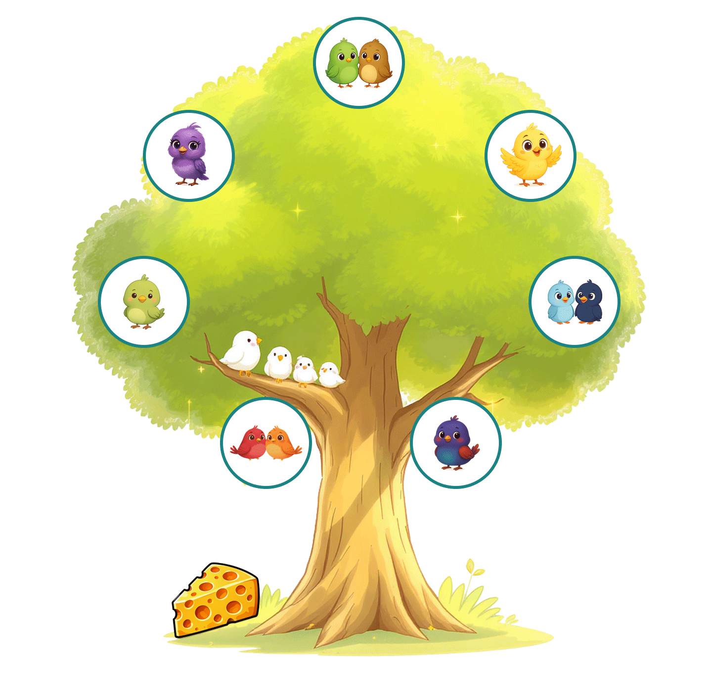 Tree with clickable circles and button